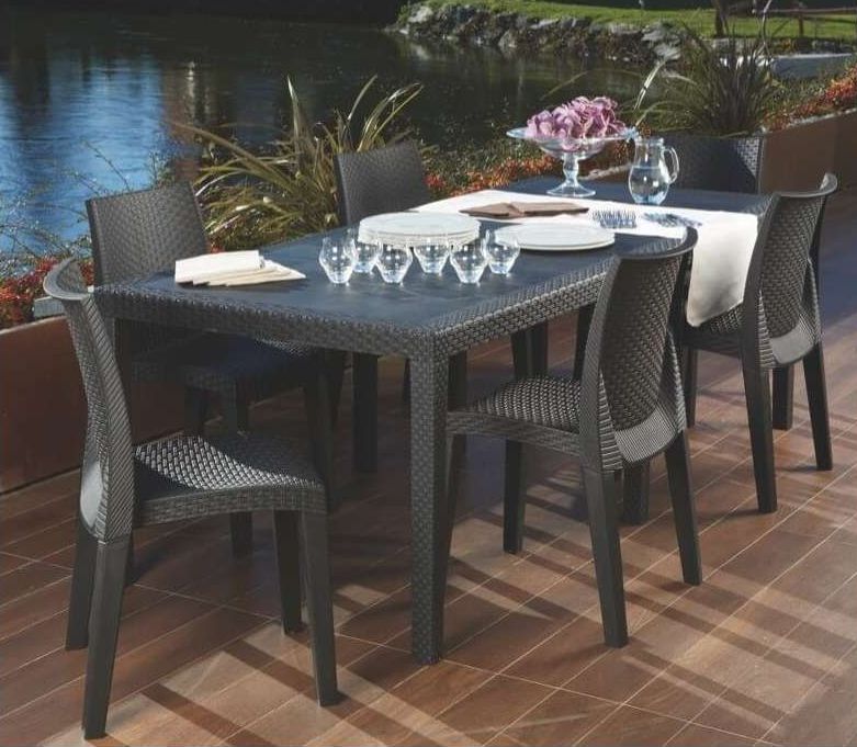 Progarden Záhradný plastový ratanový stôl Queen Rattan 220 x 90 x 72 cm antracit 3